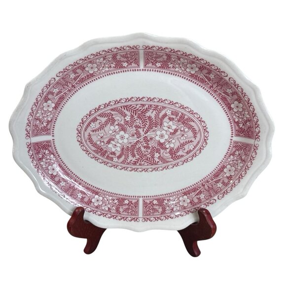 Vtg Syracuse China Restaurant Ware STRAWBERRY HILL PINK 12" Oval Serving Platter - Picture 1 of 7
